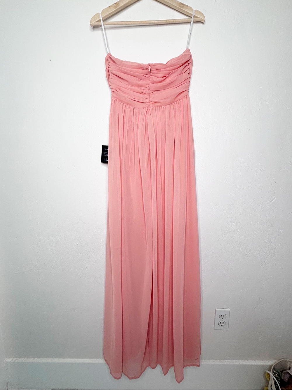 Lulus Luxe Favorite Peach Pink Strapless Ruched Maxi Dress Size M NWT - Picture 6 of 14